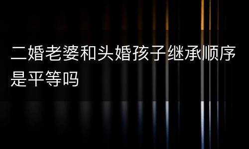 二婚老婆和头婚孩子继承顺序是平等吗