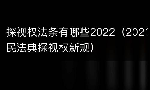 探视权法条有哪些2022（2021民法典探视权新规）