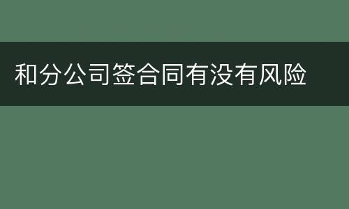 和分公司签合同有没有风险