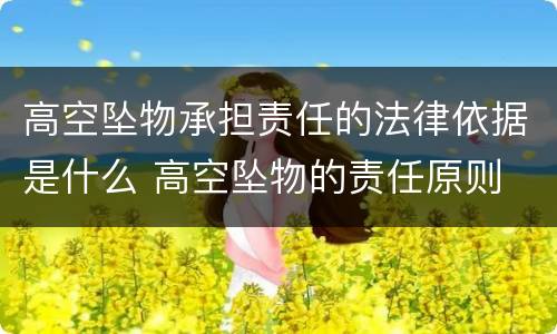 高空坠物承担责任的法律依据是什么 高空坠物的责任原则