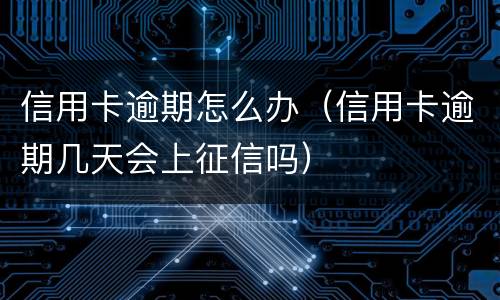 信用卡逾期怎么办（信用卡逾期几天会上征信吗）