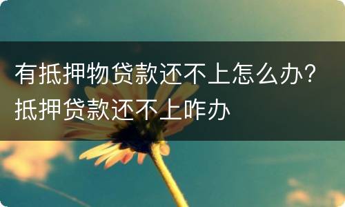有抵押物贷款还不上怎么办? 抵押贷款还不上咋办