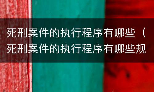 死刑案件的执行程序有哪些（死刑案件的执行程序有哪些规定）
