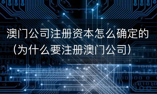 澳门公司注册资本怎么确定的（为什么要注册澳门公司）