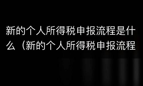 新的个人所得税申报流程是什么（新的个人所得税申报流程是什么样的）