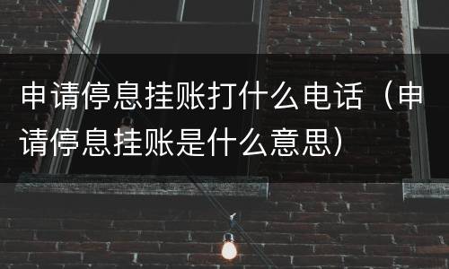 申请停息挂账打什么电话（申请停息挂账是什么意思）