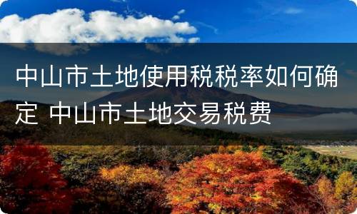 中山市土地使用税税率如何确定 中山市土地交易税费