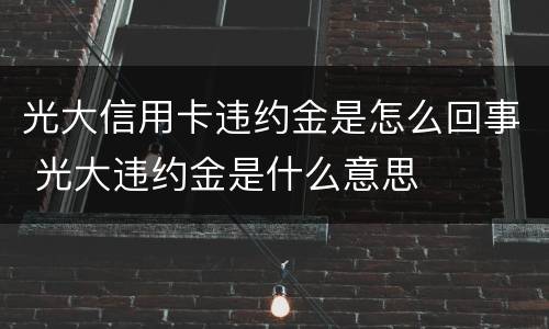 光大信用卡违约金是怎么回事 光大违约金是什么意思
