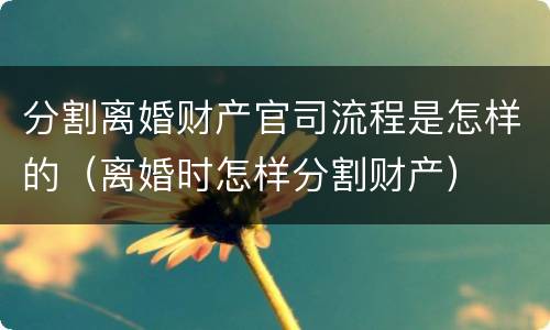 分割离婚财产官司流程是怎样的（离婚时怎样分割财产）