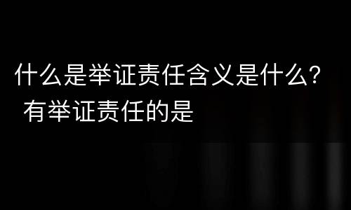 什么是举证责任含义是什么？ 有举证责任的是