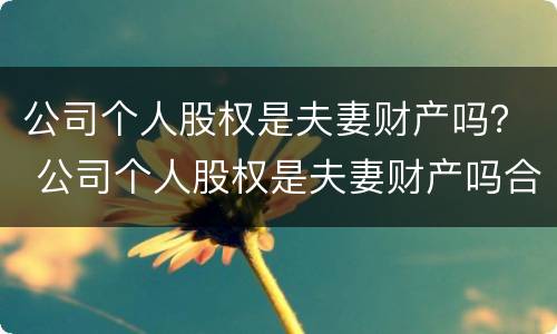 公司个人股权是夫妻财产吗？ 公司个人股权是夫妻财产吗合法吗