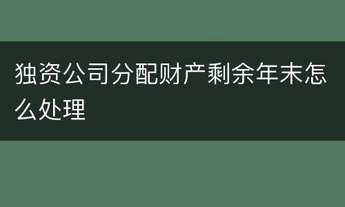 独资公司分配财产剩余年末怎么处理