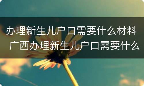 办理新生儿户口需要什么材料 广西办理新生儿户口需要什么材料