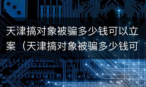 天津搞对象被骗多少钱可以立案（天津搞对象被骗多少钱可以立案侦查）