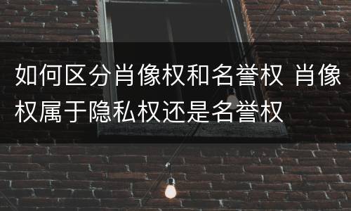 如何区分肖像权和名誉权 肖像权属于隐私权还是名誉权