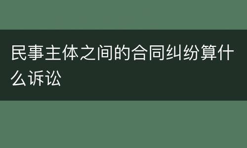 民事主体之间的合同纠纷算什么诉讼