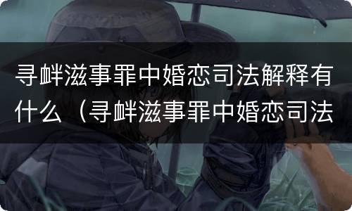 寻衅滋事罪中婚恋司法解释有什么（寻衅滋事罪中婚恋司法解释有什么区别）