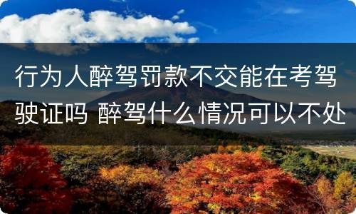 行为人醉驾罚款不交能在考驾驶证吗 醉驾什么情况可以不处罚