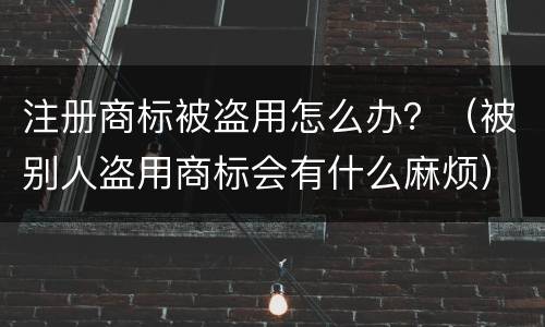 注册商标被盗用怎么办？（被别人盗用商标会有什么麻烦）