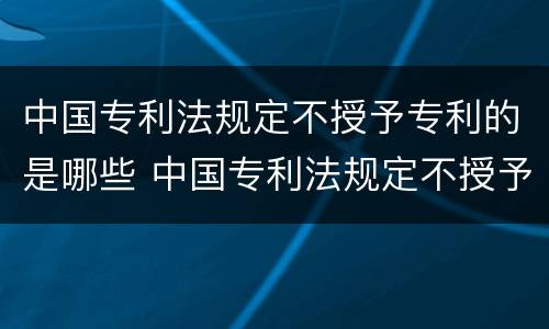 中国专利法规定不授予专利的是哪些 中国专利法规定不授予专利的是哪些项目