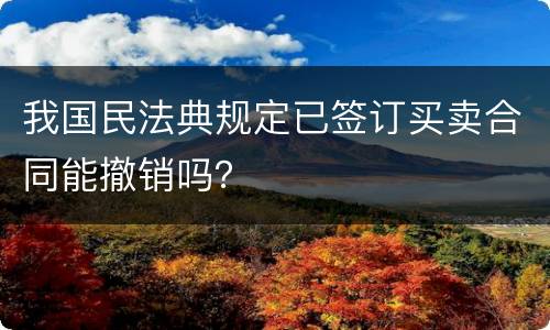 我国民法典规定已签订买卖合同能撤销吗？