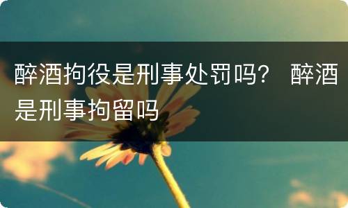 醉酒拘役是刑事处罚吗？ 醉酒是刑事拘留吗