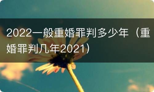 2022一般重婚罪判多少年（重婚罪判几年2021）