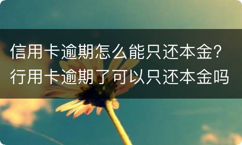 信用卡逾期怎么能只还本金? 行用卡逾期了可以只还本金吗
