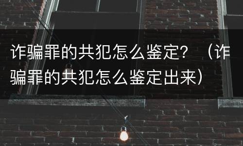 诈骗罪的共犯怎么鉴定？（诈骗罪的共犯怎么鉴定出来）