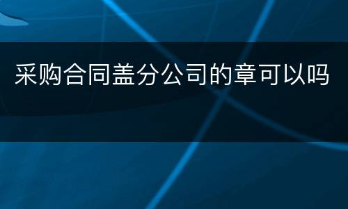 采购合同盖分公司的章可以吗