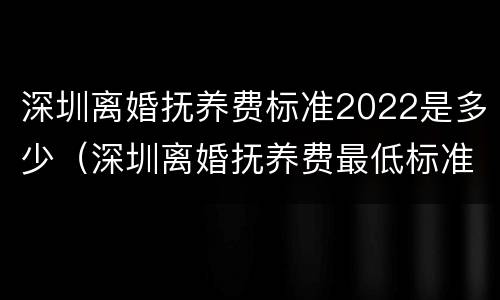 深圳离婚抚养费标准2022是多少（深圳离婚抚养费最低标准）