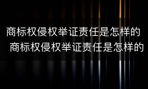 商标权侵权举证责任是怎样的 商标权侵权举证责任是怎样的