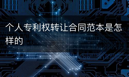 个人专利权转让合同范本是怎样的