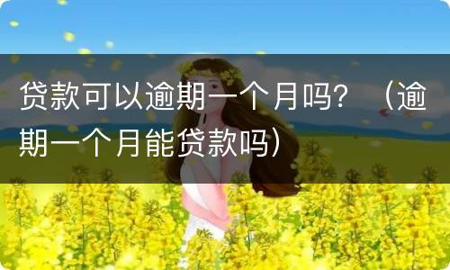 贷款可以逾期一个月吗？（逾期一个月能贷款吗）