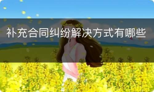 补充合同纠纷解决方式有哪些