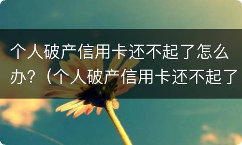 个人破产信用卡还不起了怎么办?（个人破产信用卡还不起了怎么办理）