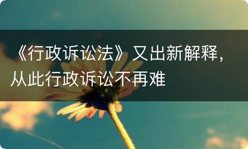 《行政诉讼法》又出新解释，从此行政诉讼不再难