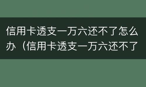 信用卡透支一万六还不了怎么办（信用卡透支一万六还不了怎么办理）