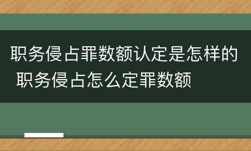 职务侵占罪数额认定是怎样的 职务侵占怎么定罪数额