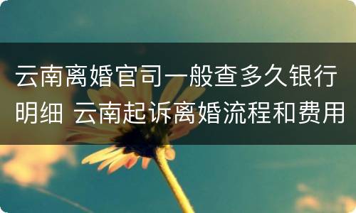 云南离婚官司一般查多久银行明细 云南起诉离婚流程和费用