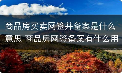 商品房买卖网签并备案是什么意思 商品房网签备案有什么用