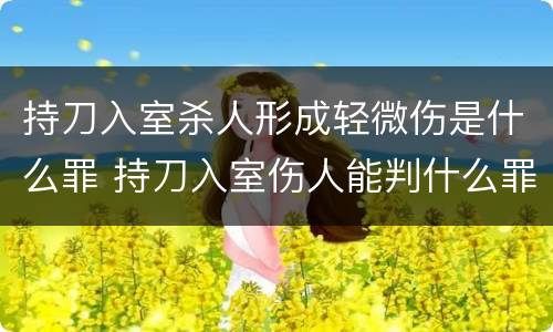 持刀入室杀人形成轻微伤是什么罪 持刀入室伤人能判什么罪