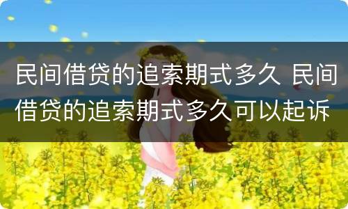 民间借贷的追索期式多久 民间借贷的追索期式多久可以起诉