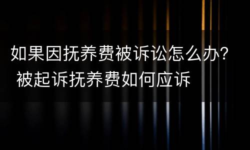 如果因抚养费被诉讼怎么办？ 被起诉抚养费如何应诉