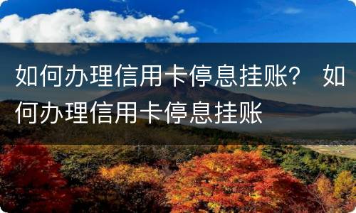 如何办理信用卡停息挂账？ 如何办理信用卡停息挂账
