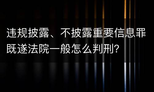 违规披露、不披露重要信息罪既遂法院一般怎么判刑？