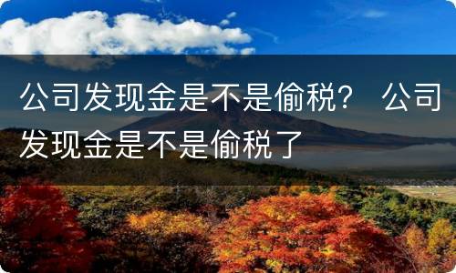 公司发现金是不是偷税？ 公司发现金是不是偷税了