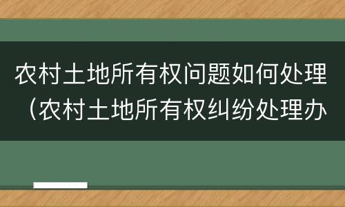 农村土地所有权问题如何处理（农村土地所有权纠纷处理办法）