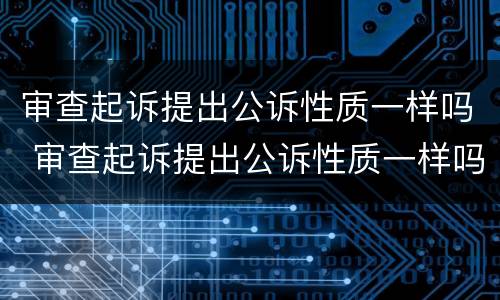 审查起诉提出公诉性质一样吗 审查起诉提出公诉性质一样吗为什么