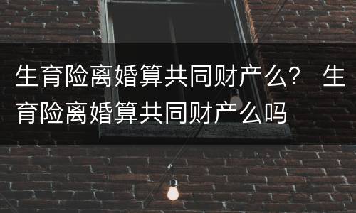 生育险离婚算共同财产么？ 生育险离婚算共同财产么吗